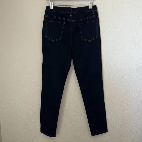 NO BOUNDARIES dark wash stretchy skinny jeans with high waist button fly - Picture 7 of 8